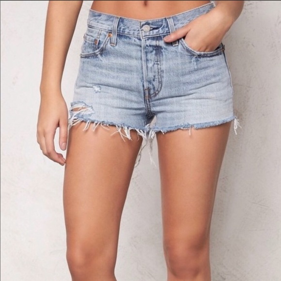 Levi’s 501’s Button Fly Denim Shorts Waveline - Picture 10 of 11